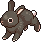 pixel art of a black bunny