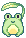 pixel art of a little dancing frog