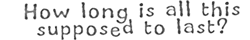 'How long is all this supposed to last?'