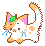 cute pixel art of an orange and white tabby cat with an orange stem on its head