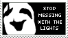 Uboa from the game Yume Nikki captioned 'Stop messing with the lights'